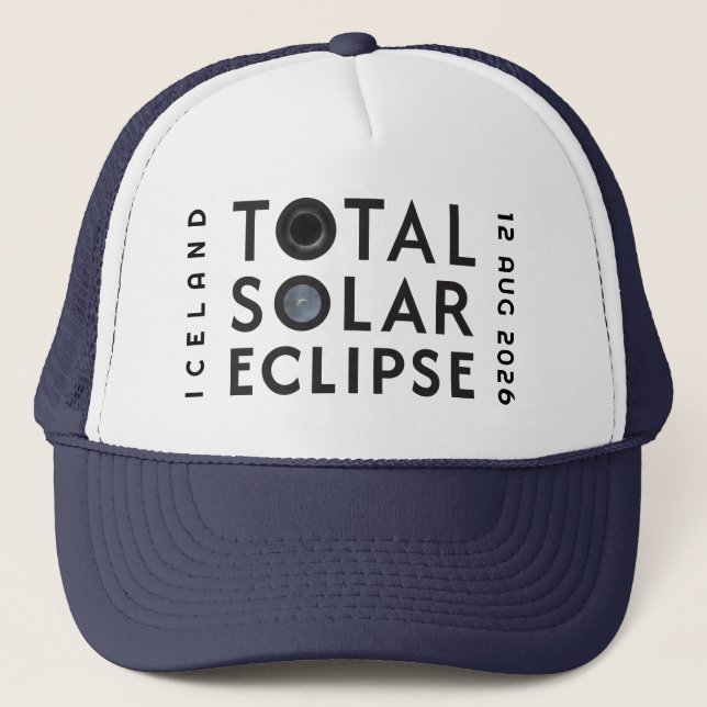Solar Eclipse Hat med Anpassningsbar Ställe datum Keps (Framsida)