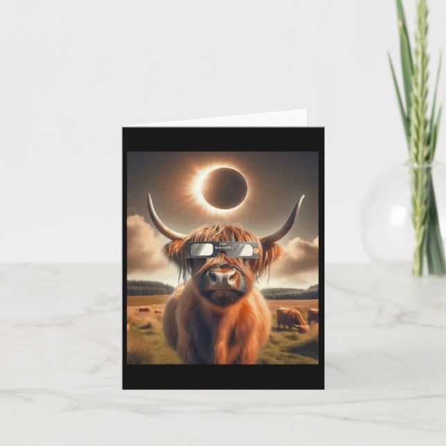 Solar, eclipse Highland Cow Wearing Sungles 1 Kort (Framsida)