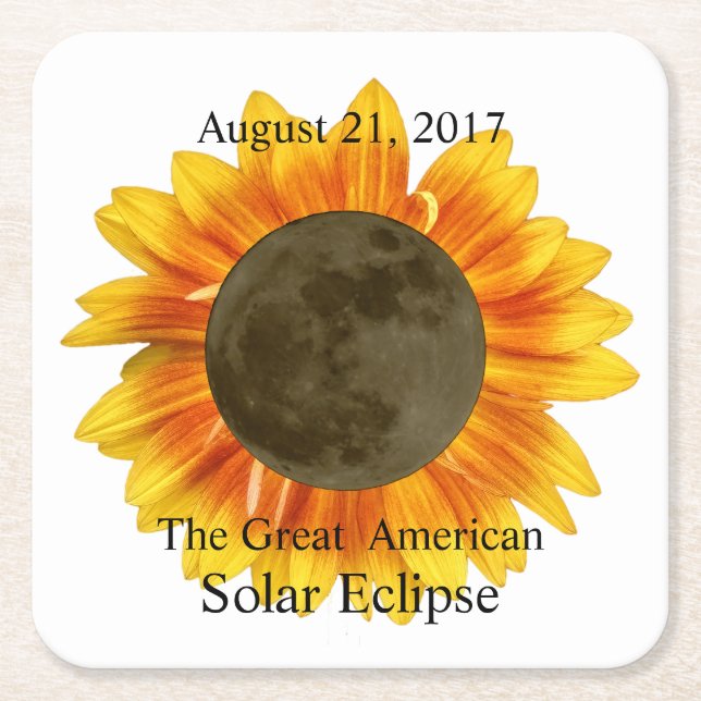 Solar Eclipse Måne och solros 2017 Underlägg Papper Kvadrat (Framsidan)
