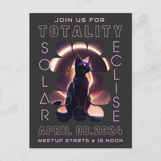 Solar Eclipse Meetup 2024 | Postkort för inbjudan Vykort (Framsida)