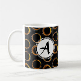 Solar Eclipse Mid-Century Modern Black & Gold Kaffemugg