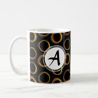 Solar Eclipse Mid-Century Modern Black & Gold Kaffemugg
