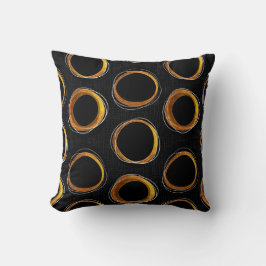 Solar Eclipse Mid-Century Modern Black & Gold Kudde