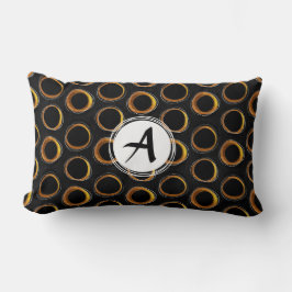 Solar Eclipse Mid-Century Modern Black & Gold Lumbarkudde