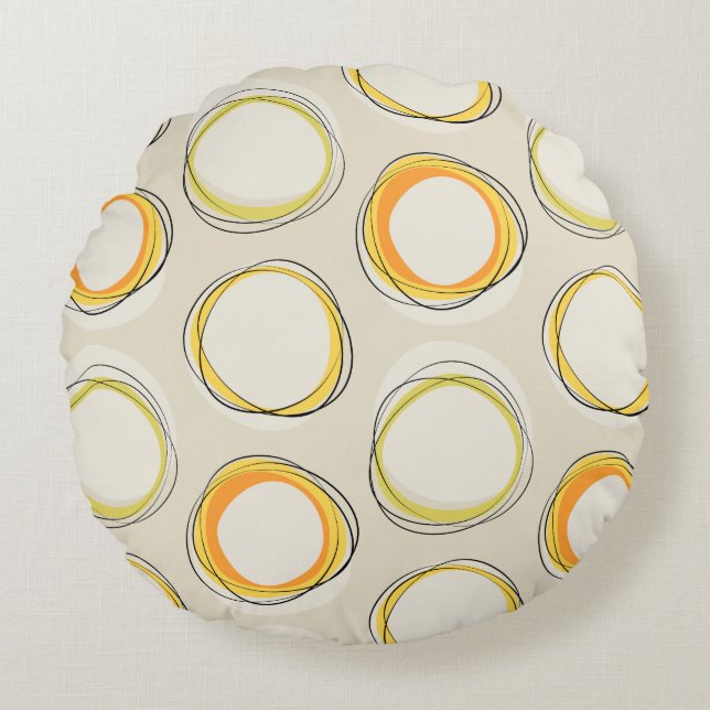 Solar Eclipse Mid-Century Modern - Black lines Rund Kudde (Framsidan)