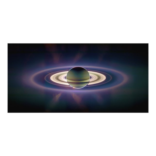 Solar Eclipse of Saturn från Cassini-rymdfarkosten Fototryck (Framsidan)