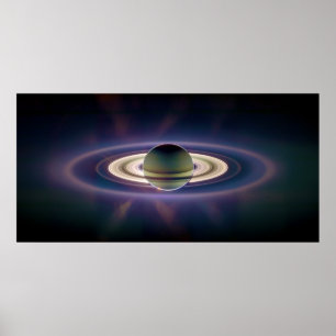 Solar Eclipse of Saturn från Cassini-rymdfarkosten Poster