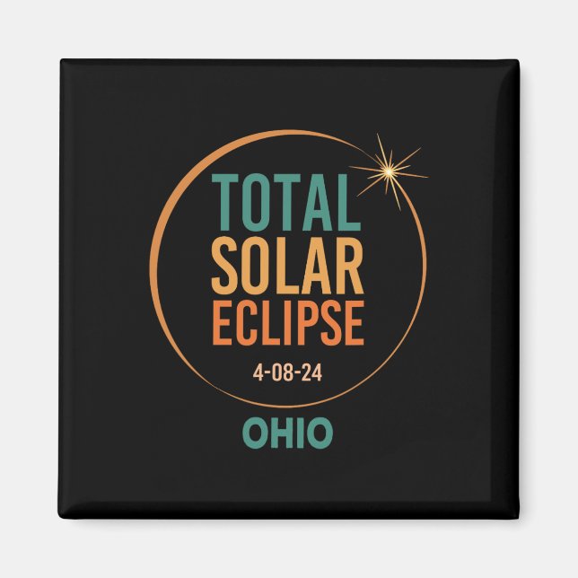 Solar Eclipse Ohio den 8 april 2024 Total Totality Magnet (Framsidan)