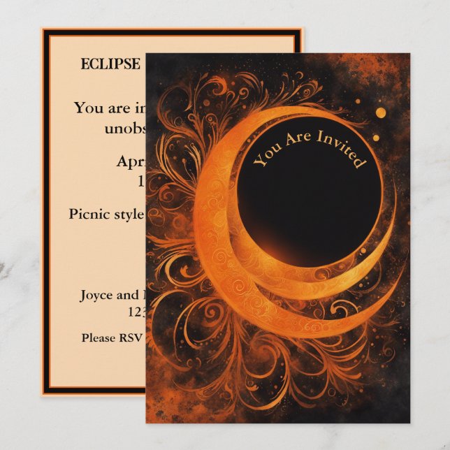 Solar Eclipse Party Full Anpassade Inbjudningar (Fram/baksida)
