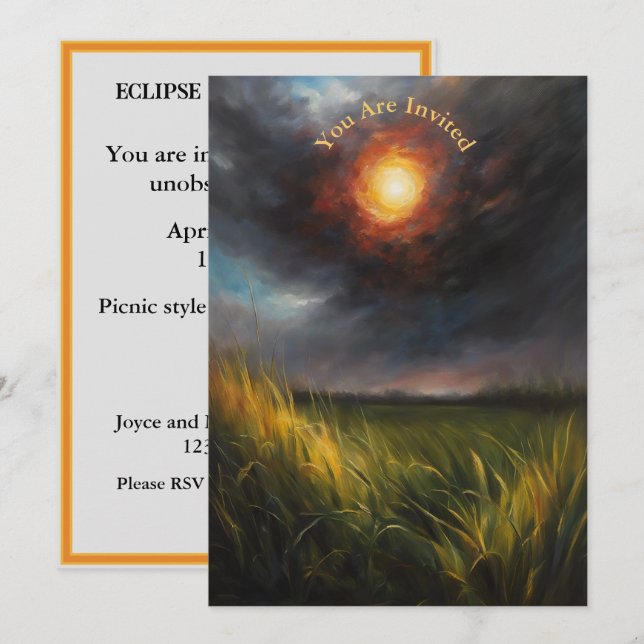 Solar Eclipse Party Full Anpassade Inbjudningar (Fram/baksida)