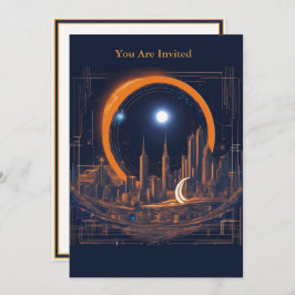 Solar Eclipse Party Full Anpassningsbar Cityscape Inbjudningar