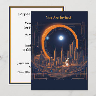 Solar Eclipse Party Full Anpassningsbar Cityscape Inbjudningar