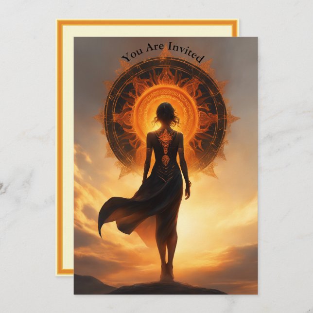 Solar Eclipse Party Full Anpassningsbar Stylized Inbjudningar (Fram/baksida)