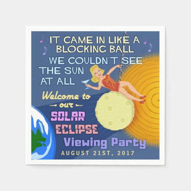 Solar Eclipse Party Funny Retro Sol View 2017 Pappersservett (Framsidan)