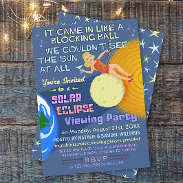 Solar Eclipse Party Funny Retro Sol View 2024 Inbjudningar
