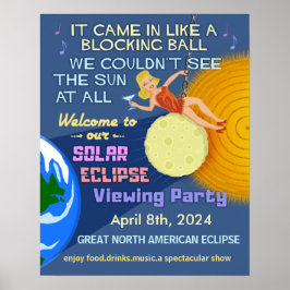 Solar Eclipse Party Funny Retro Sol View 2024 Poster