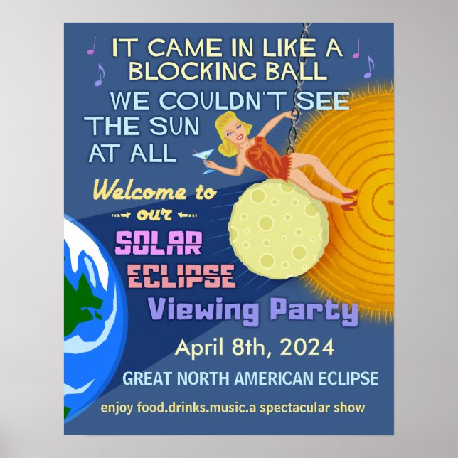 Solar Eclipse Party Funny Retro Sol View 2024 Poster (Framsidan)
