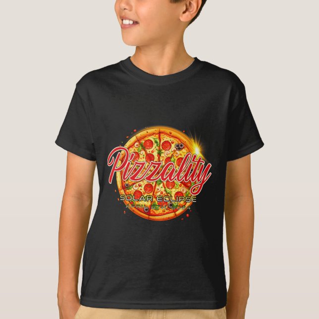 Solar Eclipse Pizzality Eclipse Pizza Illustration T Shirt (Framsida)