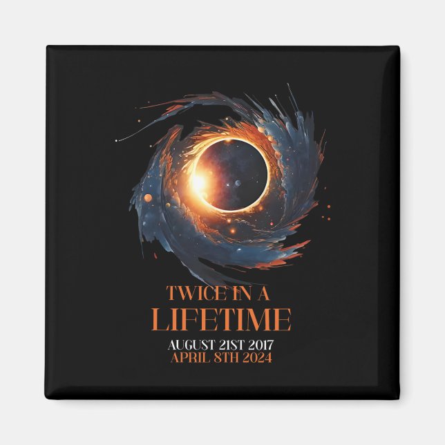 Solar Eclipse Shirt två gånger under 2024 Solar E Magnet (Framsidan)