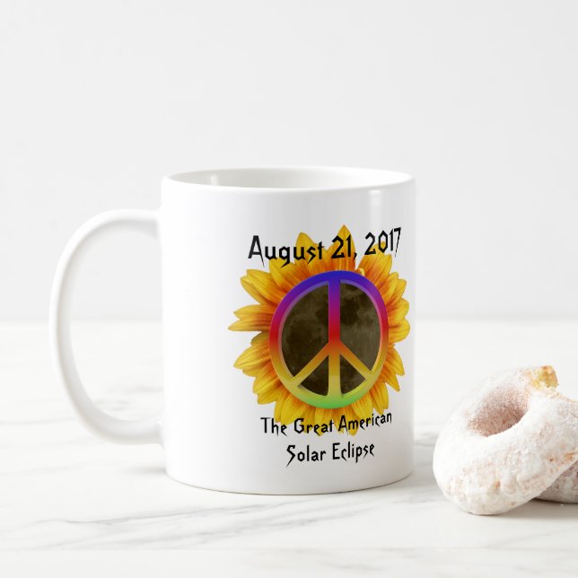Solar Eclipse, Solros och fredssymbol 2017 Kaffemugg (Med munk)