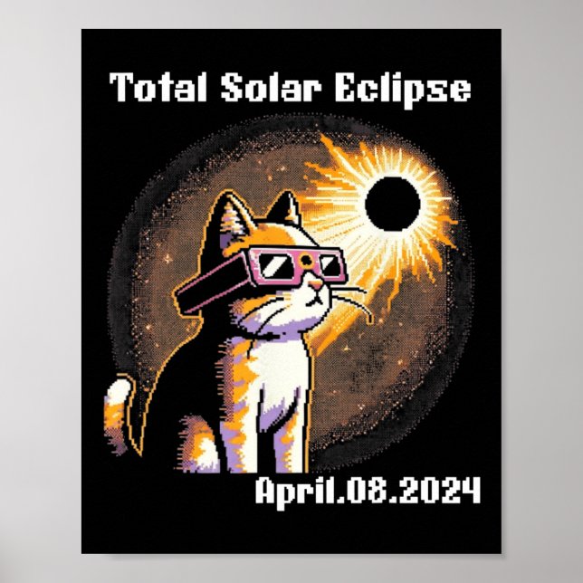 Solar Eclipse Tee 2024 Cat Wearing Solar Eclipse G Poster (Framsidan)