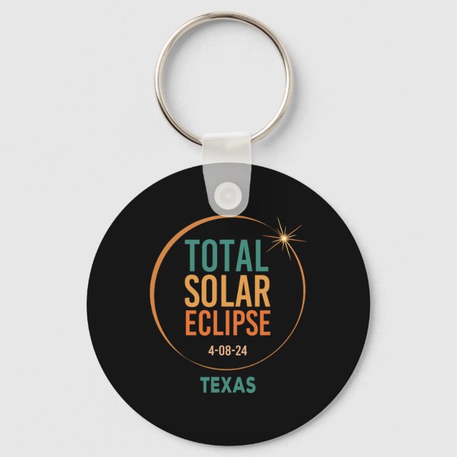 Solar Eclipse Texas 8 april 2024 Total Totality Nyckelring (Framsida)