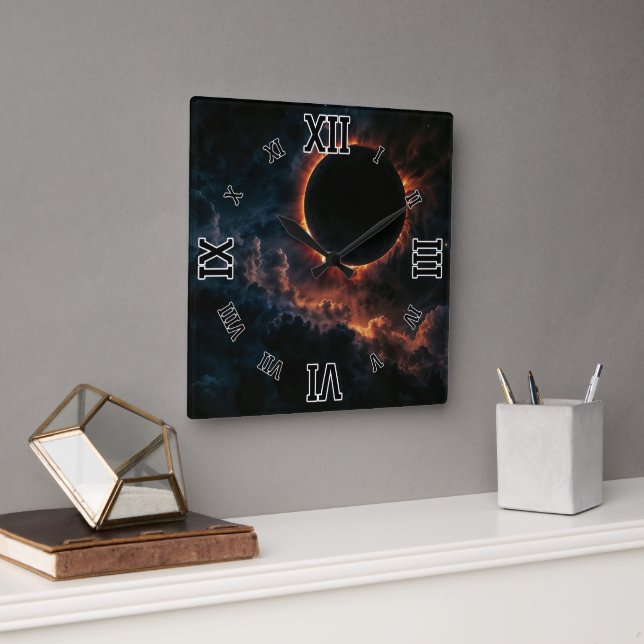 Solar Eclipse that inspires Awe AI Art by Xzendor  Fyrkantig Klocka (Kontor)