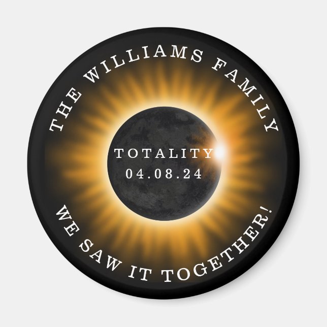 Solar Eclipse Totality 2024 Personlig Family Magnet (Framsidan)