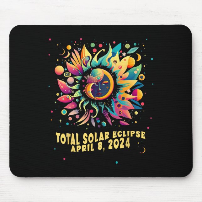 Solar Eclipse totalt april 2024 Hippie Pop Art Musmatta (Framsidan)