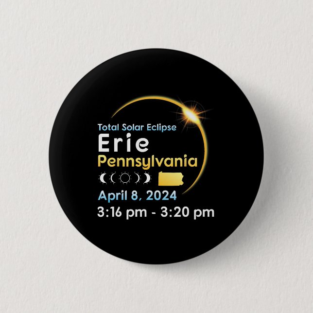 Solar Eclipse totalt i Erie Pennsylvania i april Knapp (Framsida)