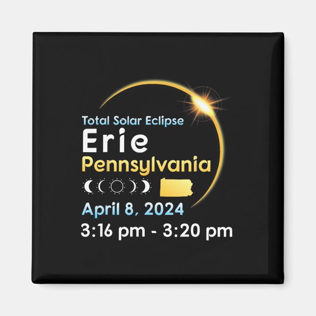 Solar Eclipse totalt i Erie Pennsylvania i april Magnet (Framsidan)
