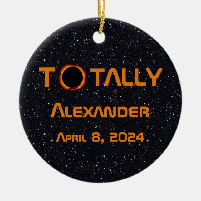 Solar Eclipse, totalt personligt 2024 Julgransprydnad Keramik (Framsidan)