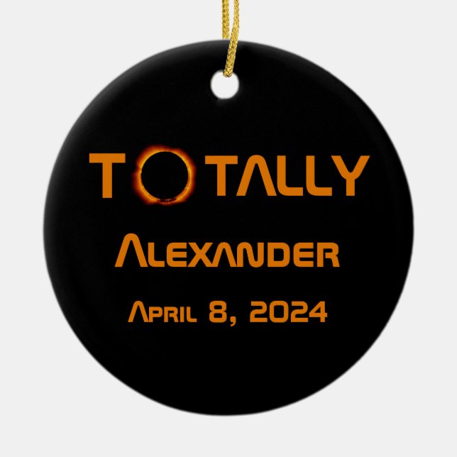 Solar Eclipse, totalt personligt 2024 Julgransprydnad Keramik (Framsidan)