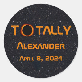 Solar Eclipse, totalt personligt 2024 Runt Klistermärke