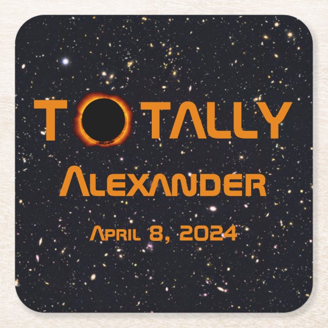 Solar Eclipse, totalt personligt 2024 Underlägg Papper Kvadrat (Framsidan)