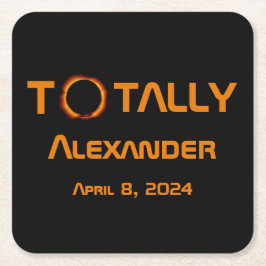 Solar Eclipse, totalt personligt 2024 Underlägg Papper Kvadrat