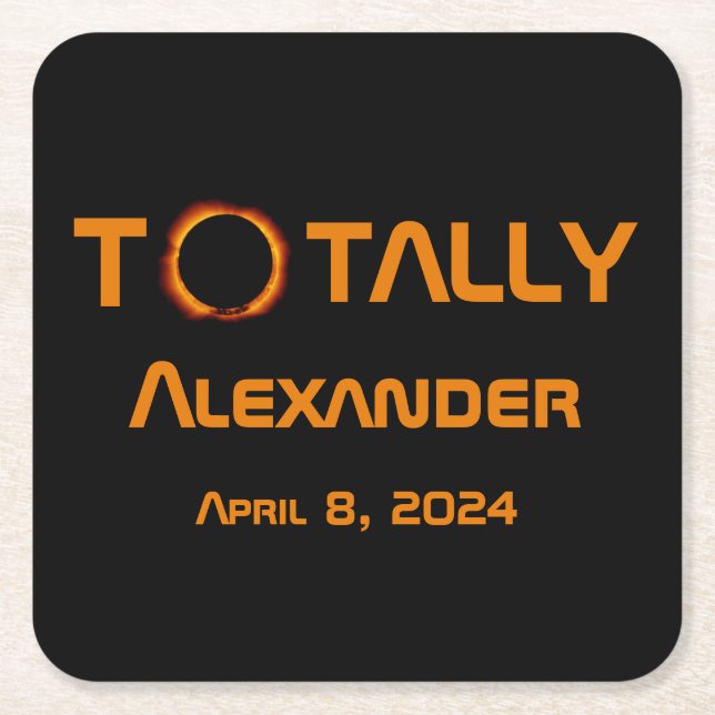 Solar Eclipse, totalt personligt 2024 Underlägg Papper Kvadrat (Framsidan)