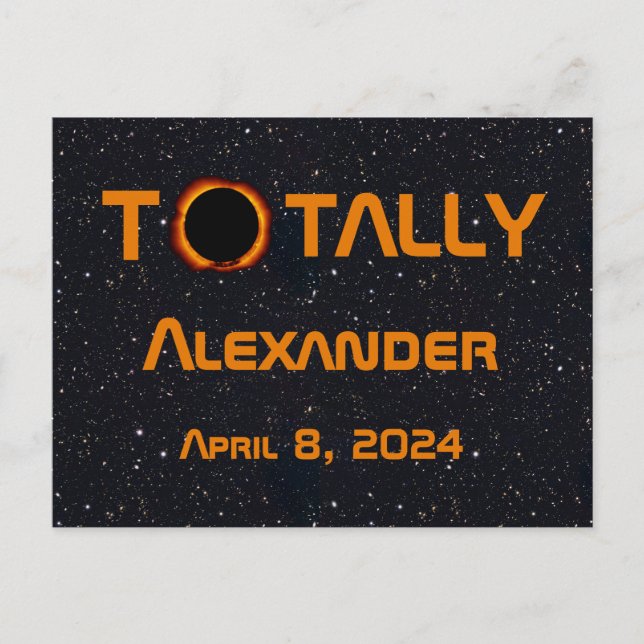 Solar Eclipse, totalt personligt 2024 Vykort (Framsida)