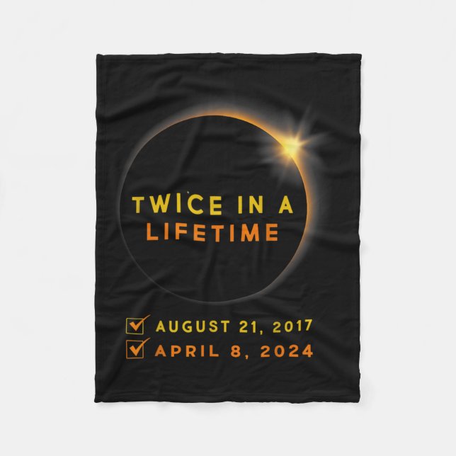 Solar Eclipse två gånger under 2024 Solar Eclipse Fleecefilt (Framsidan)