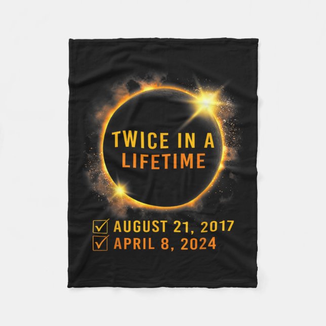 Solar Eclipse två gånger under 2024 Solar Eclipse Fleecefilt (Framsidan)