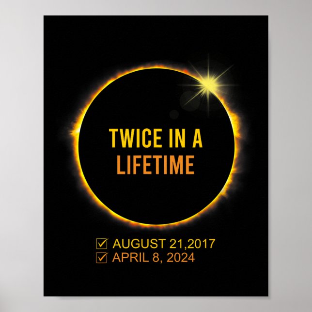 Solar Eclipse två gånger under en livstid 2024 Sol Poster (Framsidan)