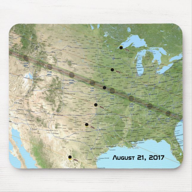 Solar Eclipse Väg Karta 2017 Musmatta (Framsidan)