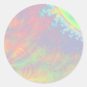 Solar Flare Fractal. Färglös Abstrakt. Runt Klistermärke