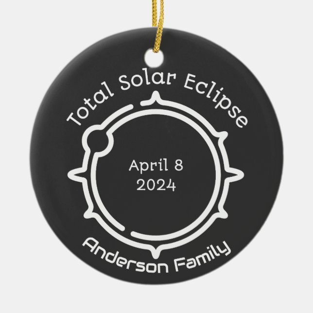 Solar Gift Eclipse 2024 Modern Minimal Julgransprydnad Keramik (Framsidan)