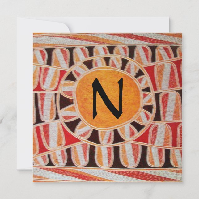 SOLAR GULD MONOGRAM,ljus gul orange svart Inbjudningar (Framsida)
