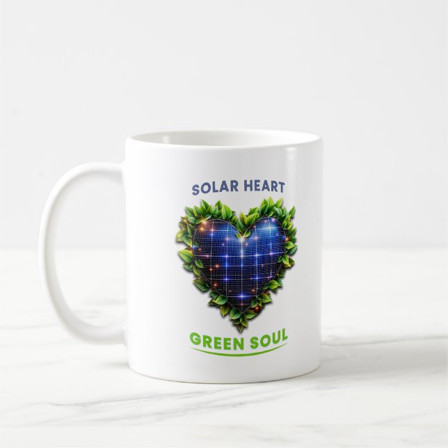 Solar Heart Green Soul Solarpunk-mugg Kaffemugg (Vänster)