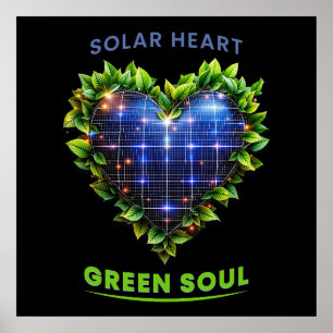 Solar Heart Grönt Soul - Solarpunk Art Print Poster