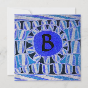 SOLAR MONOGRAM, blå turkos svart vit Inbjudningar