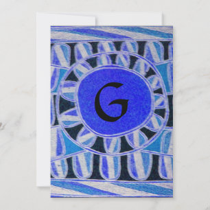 SOLAR MONOGRAM,ljus blå turkos svart vit Inbjudningar