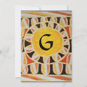 SOLAR MONOGRAM,ljus gul orange svart vit Inbjudningar